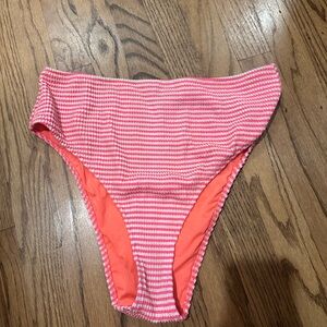 Aerie Striped Pink and Orange High-Waisted Bikini Bottom XL